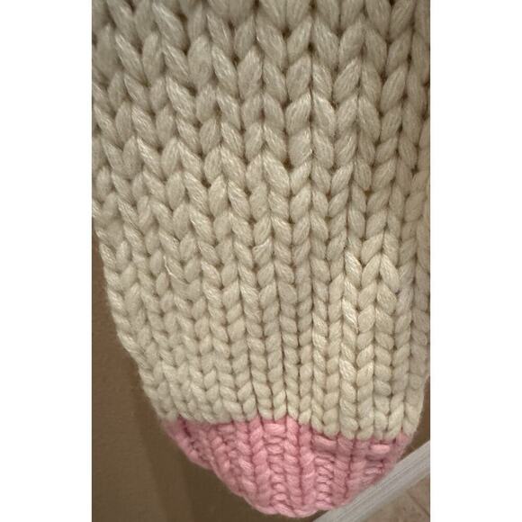 Aeropostale Hand Knit Cardigan Sweater Vtg Pink/Crm 100% Wool Y2K Size L - Picture 5 of 11